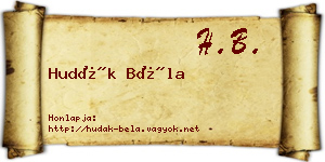 Hudák Béla névjegykártya